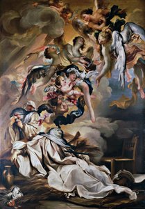 Morte di Santa Scolastica, Chiesa di Santo Stefano, Genova, Liguria, Italia da Gregorio De Ferrari