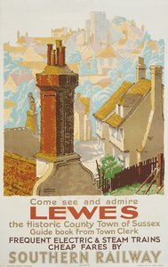 Lewes, poster pubblicitario per Southern Railway da F. Gregory Brown