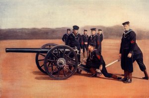 Puntamento di un cannone navale da campo, 1900