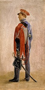 Ritratto di P.M. Kunitsky, ussaro del reggimento degli ussari William, principe di Nassau da Grigori Grigorevich Chernetsov
