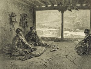 Lezione di Sharia a Khosrakh, Daghestan, tavola 50 da un libro sul Caucaso, inciso da Adolphe Mouilleron (1820-81) pubblicato da Alfred Leon Lemercier, Parigi, 1847 da Grigori Grigorevich Gagarin