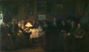 La lettura della novella La Sonata a Kreutzer alla Casa di Lev Tolstoj, 1889