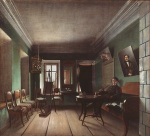 Interno nella casa dei Bykov, 1850 da Grigory Vasilievich Yurov