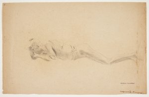 Studio di un calco in gesso da Pompei. Uomo sdraiato