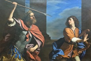 Saul cerca di uccidere Davide con la sua lancia da Guercino (1591 1666)