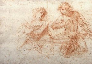 Studio di un uomo e una donna nudi (gesso rosso) da Guercino