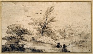 Paesaggio con due pescatori a riposo