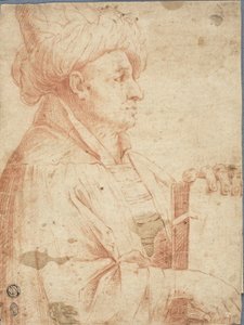 Busto di uomo con turbante e libro da Guercino