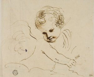 Putto tra le nuvole da Guercino