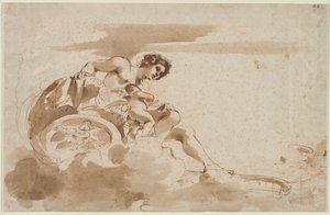 Venere e Cupido su un carro da Guercino