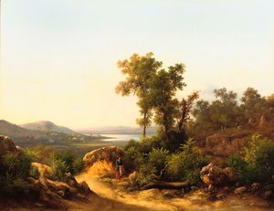 Trasimeno: una vista del Lago Trasimeno, Italia, 1874 da Guido Agostini