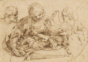 La Sacra Famiglia con un angelo