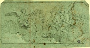 Angeli musicisti tra le nuvole (recto); Chierico seduto (verso) da Guido Reni