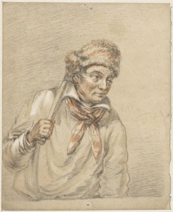 Uomo con cappello di pelliccia in testa