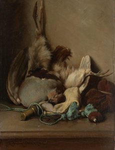 Natura morta con piccione selvatico e corno da polvere da Guillaume Anne van der Brugghen