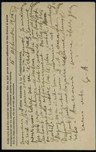 Cartolina autografa a Jean Mollet, datata 16 settembre 1915 da Guillaume Apollinaire