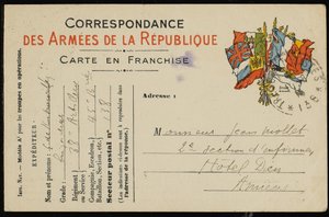Cartolina a Jean Mollet, 1915