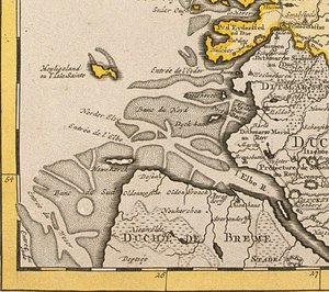(dettaglio) di Helgoland da una mappa della Danimarca, 1730