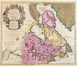 Mappa del Canada e della Groenlandia (incisione) da Guillaume Delisle