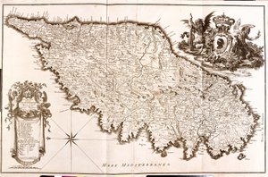 Mappa della Corsica (Francia) (incisione) da Guillaume Delisle