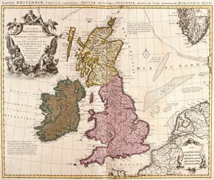 Mappa delle Isole Britanniche, Regni di Inghilterra, Scozia e Irlanda (incisione) da Guillaume Delisle