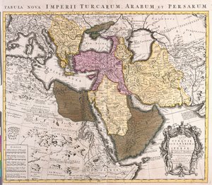 Mappa del Medio Oriente: Impero Turco, Persia e Penisola Arabica (incisione) da Guillaume Delisle