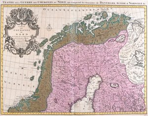 Mappa dei paesi nordici, regni di Danimarca, Svezia e Norvegia