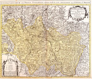 Mappa della diocesi di Toul (Lorena, Francia) (incisione) da Guillaume Delisle