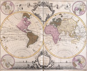 Mappa dei due emisferi da Guillaume Delisle