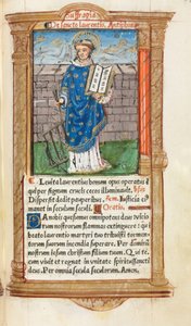 Libro delle Ore stampato (Uso di Roma): fol. 101r, San Lorenzo da Guillaume Le Rouge