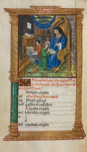 Libro delle Ore stampato (Uso di Roma): fol. 3v, illustrazione del calendario di febbraio da Guillaume Le Rouge
