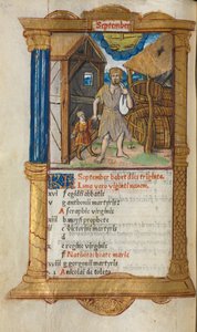 Libro delle Ore stampato Uso di Roma: fol. 10v, illustrazione del calendario di settembre, 1510