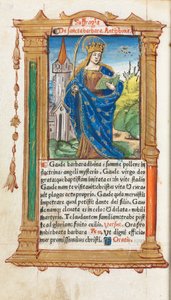 Libro delle Ore stampato Uso di Roma: fol. 110v, Santa Barbara da Guillaume Le Rouge