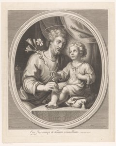 Il Bambino Gesù consegna un giglio a San Giuseppe da Guillaume Vallet