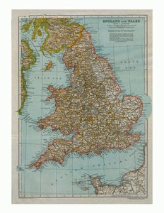 Mappa di Inghilterra e Galles, c1910 da Gull Engraving Company