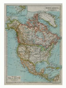 Mappa del Nord America, c1910