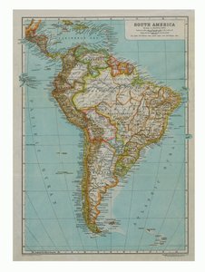 Mappa del Sud America da Gull Engraving Company