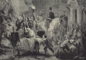 Luigi Napoleone visita le barricate di Parigi a cavallo nella notte del 3 dicembre 1851 da Gustav Bartsch
