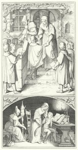 Martin Lutero da giovane studente canta nella città di Eisenach (incisione) da Gustav Ferdinand Leopold Konig