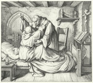 Martin Lutero è consolato da un monaco durante il suo tormento spirituale nel monastero