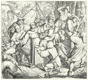 Martin Lutero predica contro i ribelli e la guerra dei contadini (incisione) da Gustav Ferdinand Leopold Konig