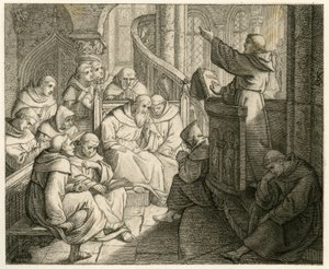 Martin Lutero predica nel monastero, davanti a Staupitz, suo amico paterno da Gustav Ferdinand Leopold Konig
