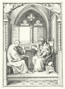 Martin Lutero legge la Bibbia a Giovanni, elettore di Sassonia (incisione) da Gustav Ferdinand Leopold Konig