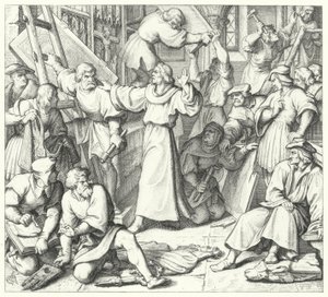 Martin Lutero trattiene gli iconoclasti a Wittenberg (incisione) da Gustav Ferdinand Leopold Konig