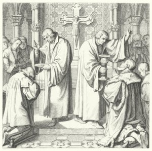La Santa Comunione mostrata in forme protestanti e cattoliche (incisione) da Gustav Ferdinand Leopold Konig