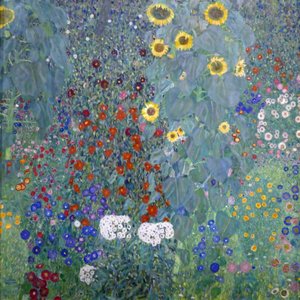 Giardino di cottage con girasoli da Gustav Klimt