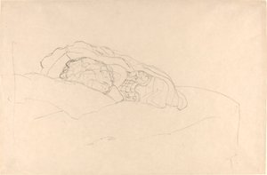 Ragazza rannicchiata sul letto da Gustav Klimt