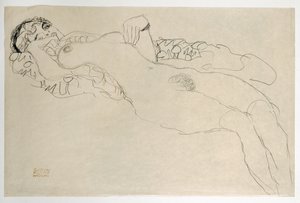 Nudo femminile girato a sinistra da Gustav Klimt