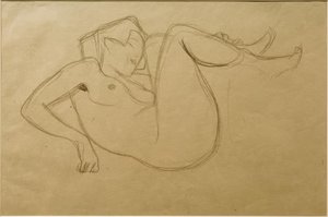 Studio di nudo femminile accovacciato con le gambe piegate da Gustav Klimt