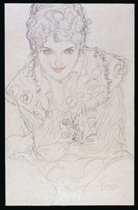 Ritratto con mano destra sul mento, c.1917-18 da Gustav Klimt